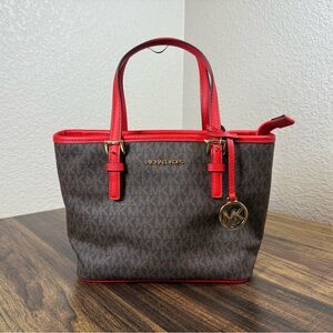 Michael Kors Red and Brown Tote
